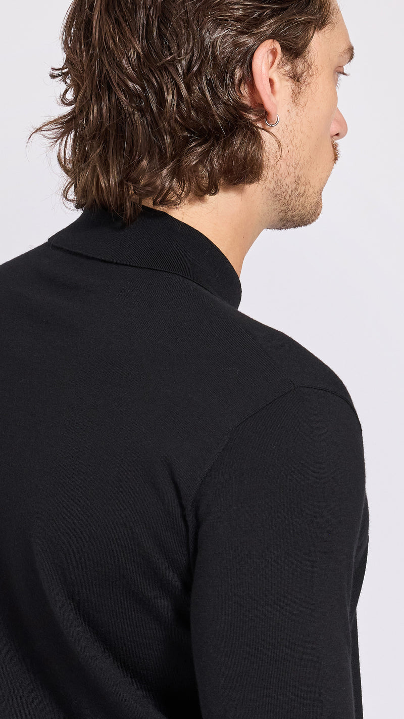DRIES VAN NOTEN BLACK MUANO POLO SWEATER