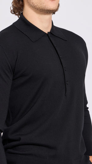 DRIES VAN NOTEN BLACK MUANO POLO SWEATER