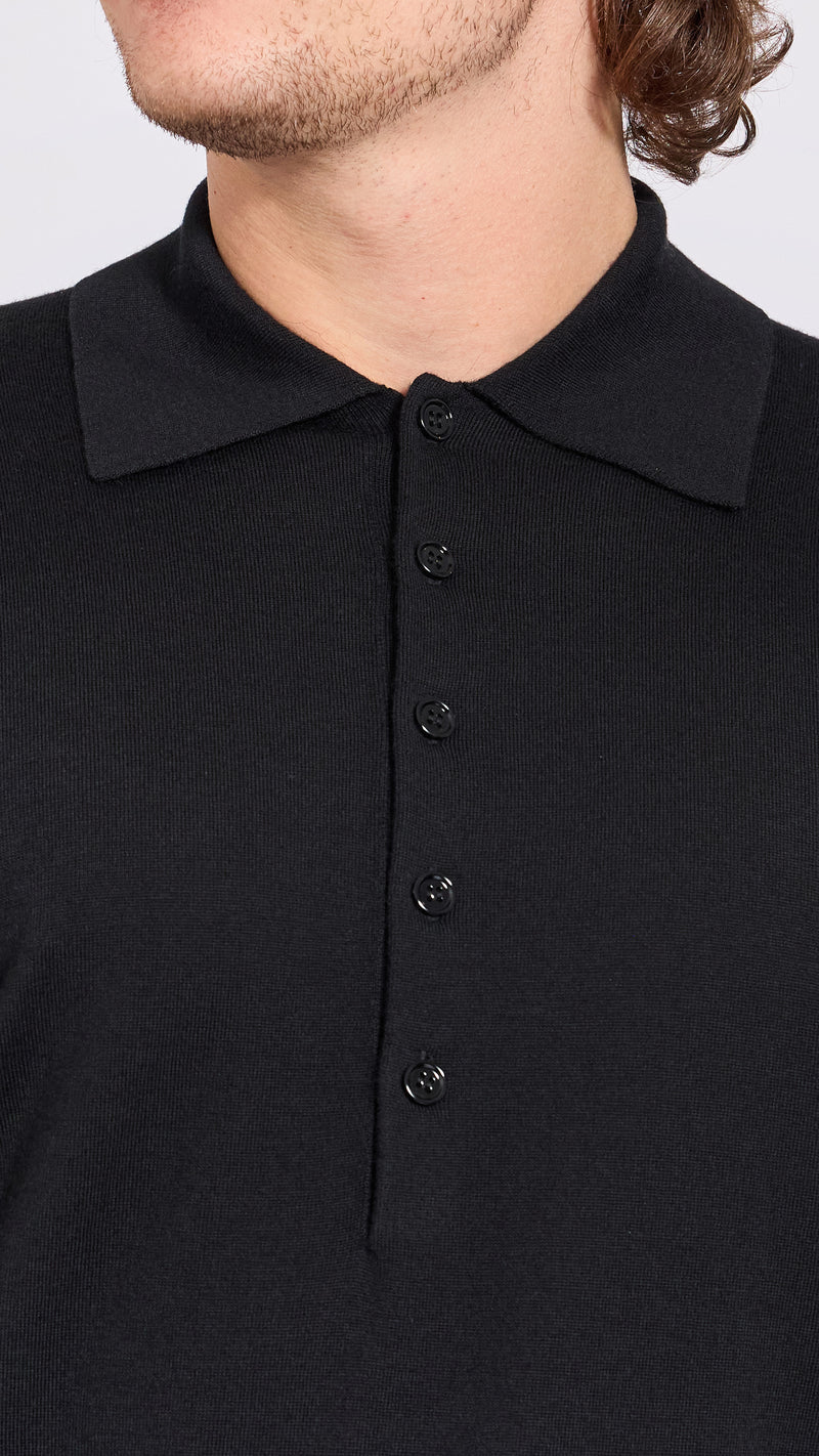 DRIES VAN NOTEN BLACK MUANO POLO SWEATER
