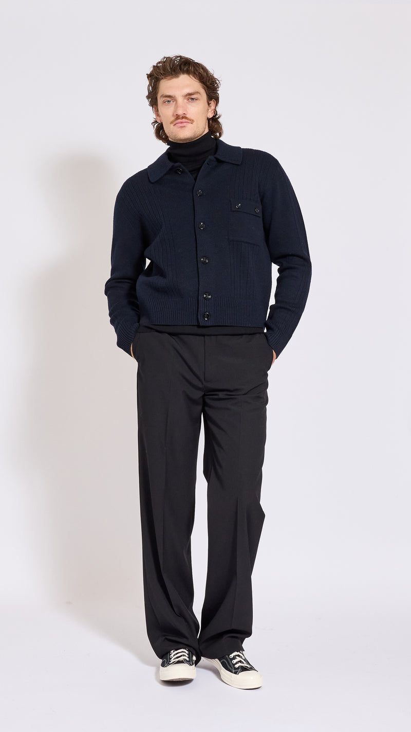 DRIES VAN NOTEN BLACK MODENO BUTTONED SWEATER
