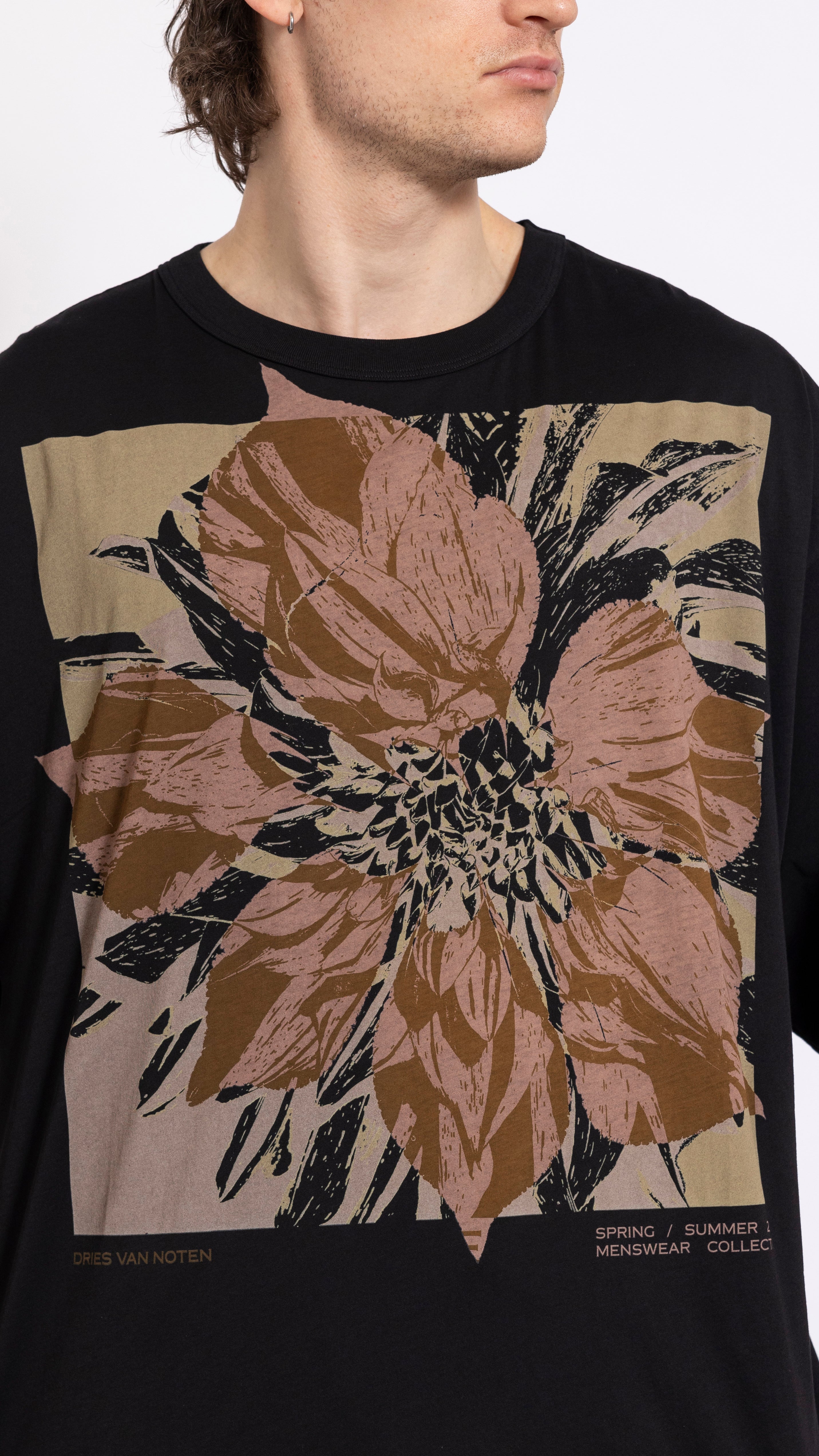 DRIES VAN NOTEN BLACK BOXY HUIN PRINT T-SHIRT – AREA+001
