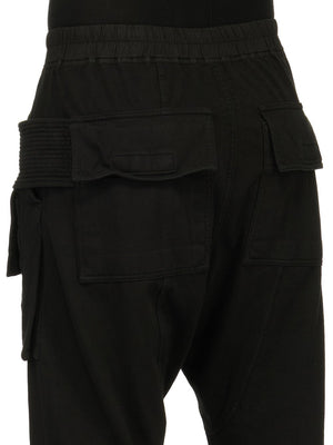 RICK OWENS DRKSHDW BLACK CARGO CREATCH LOUNGE PANTS