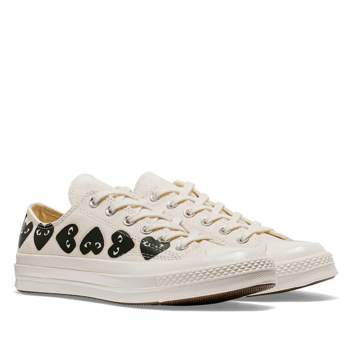 COMME DES GARÇONS PLAY WHITE MULTI HEART CONVERSE EDITION CHUCK 70 LOW TOP SNEAKER