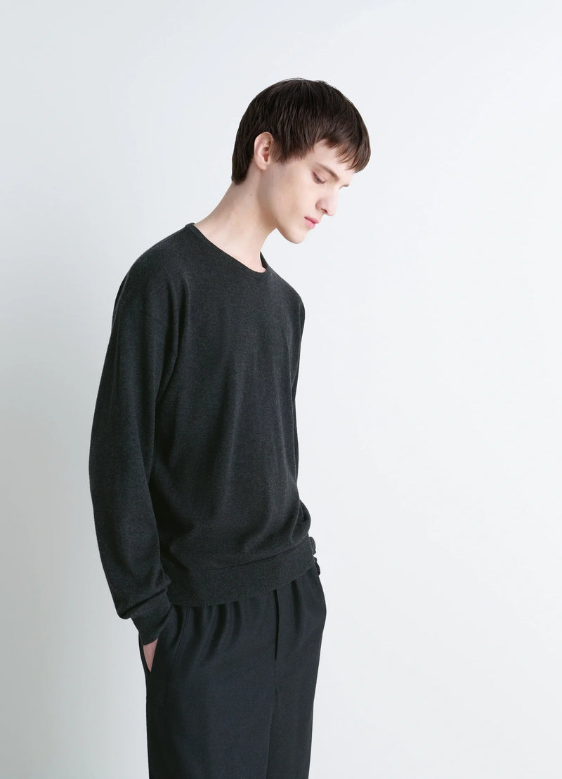 LEMAIRE ANTHRACITE LIGHT CREWNECK SWEATER