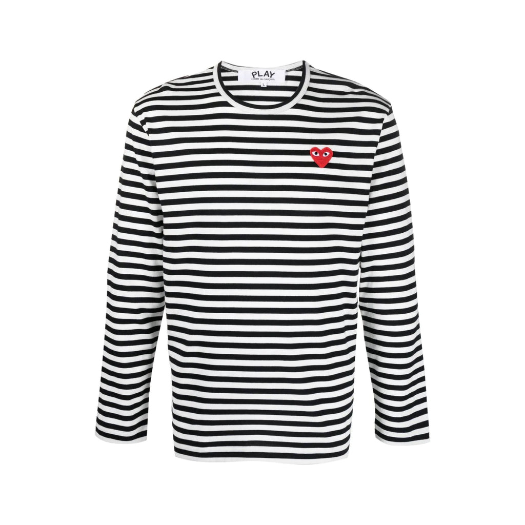 COMME DES GARÇONS PLAY BLACK & WHITE STRIPED T-SHIRT